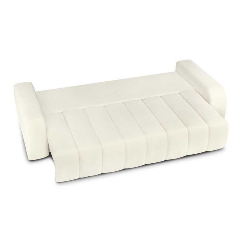 Canapé droit convertible BELEM 3 places tissu bouclette écru