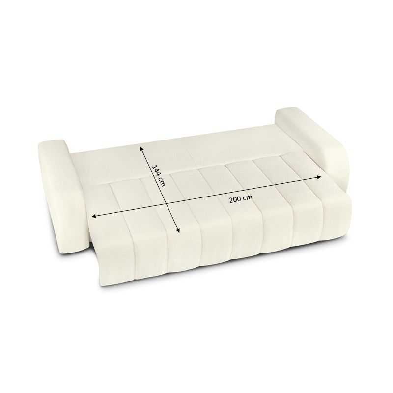 Canapé droit convertible BELEM 3 places tissu bouclette écru