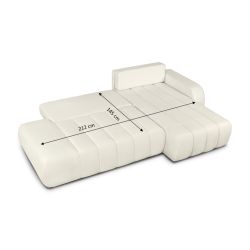 Canapé d'angle droit convertible BELEM 4/5 places tissu bouclette écru