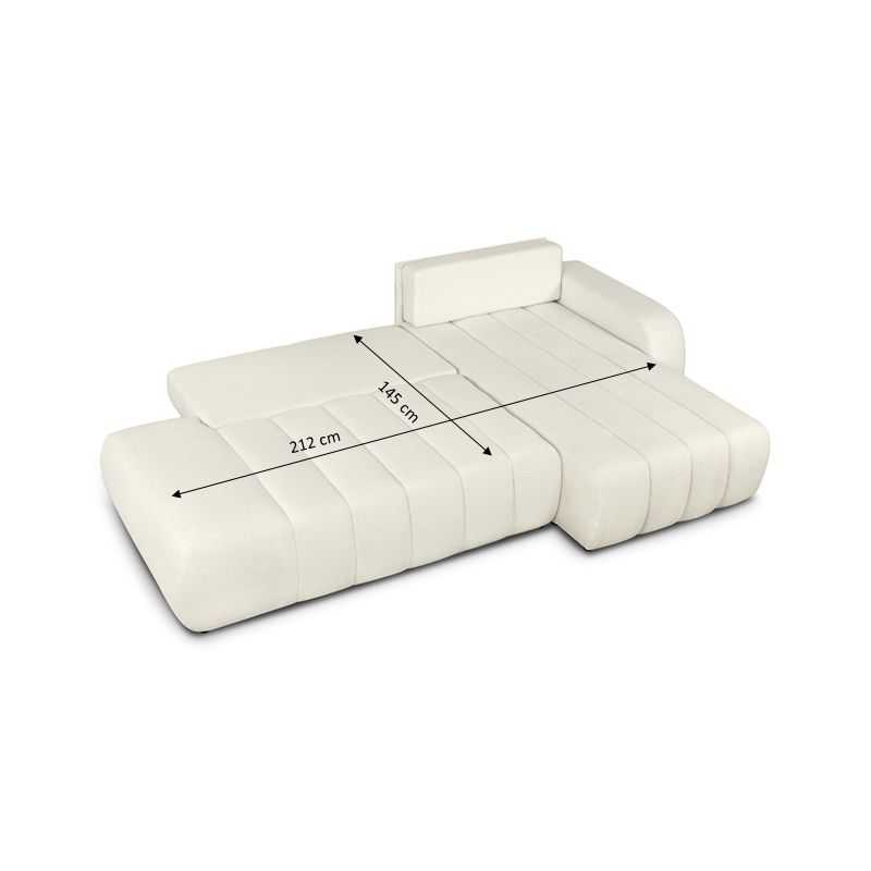 Canapé d'angle droit convertible BELEM 4/5 places tissu bouclette écru