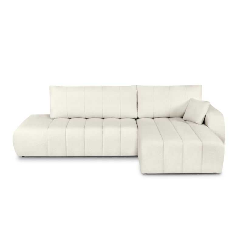 Canapé d'angle droit convertible BELEM 4/5 places tissu bouclette écru
