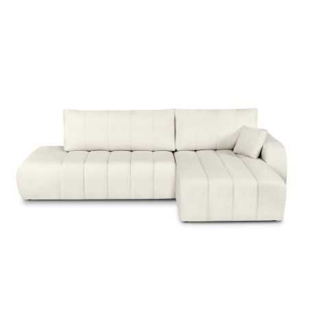 Canapé d'angle droit convertible BELEM 4/5 places tissu bouclette écru