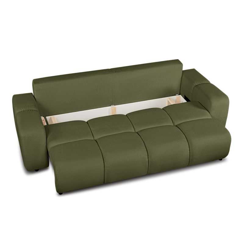 Canapé droit convertible SORELLA 3 places tissu chenille vert kaki