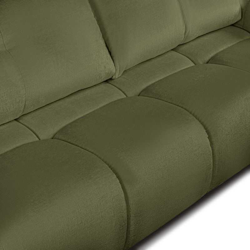 Canapé droit convertible SORELLA 3 places tissu chenille vert kaki