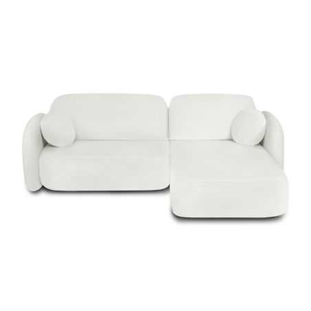 Canapé d'angle droit convertible CARLOTTA 4 places tissu chenille écru