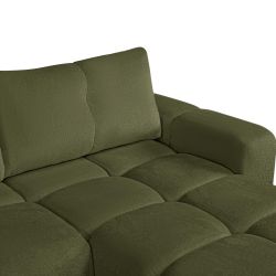 Canapé d'angle droit convertible SORELLA 4 places tissu chenille vert kaki