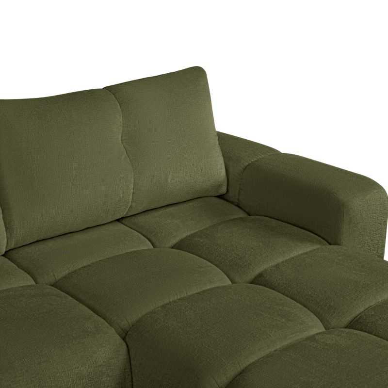 Canapé d'angle droit convertible SORELLA 4 places tissu chenille vert kaki