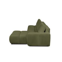 Canapé d'angle droit convertible SORELLA 4 places tissu chenille vert kaki