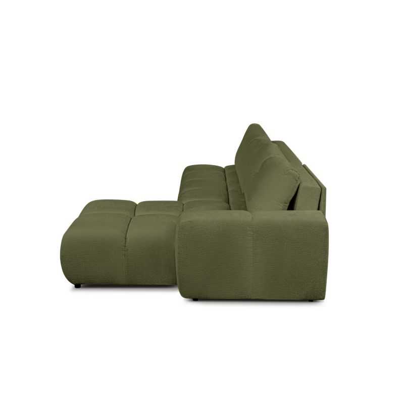 Canapé d'angle droit convertible SORELLA 4 places tissu chenille vert kaki