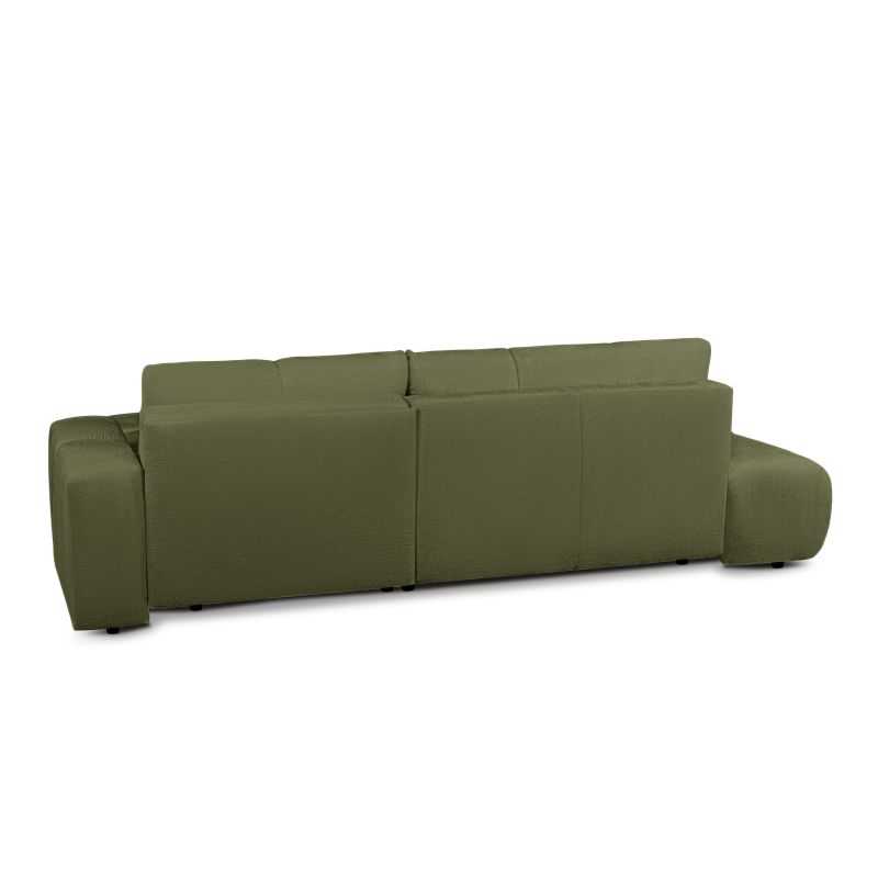 Canapé d'angle droit convertible SORELLA 4 places tissu chenille vert kaki
