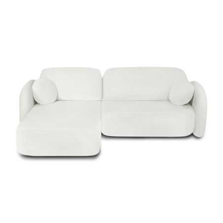 Canapé d'angle gauche convertible CARLOTTA 4 places tissu chenille écru