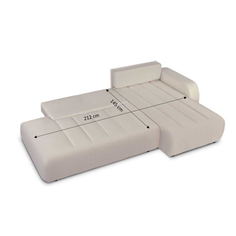 Canapé d'angle droit convertible BELEM 4/5 places tissu chenille grège