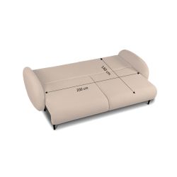 Canapé droit convertible CARINO 3 places tissu bouclette taupe