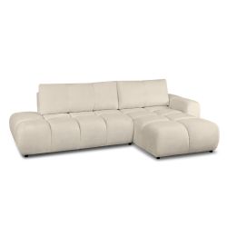 Canapé d'angle droit convertible SORELLA 4 places tissu chenille grège
