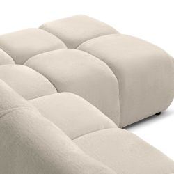 Canapé d'angle droit convertible SORELLA 4 places tissu chenille grège