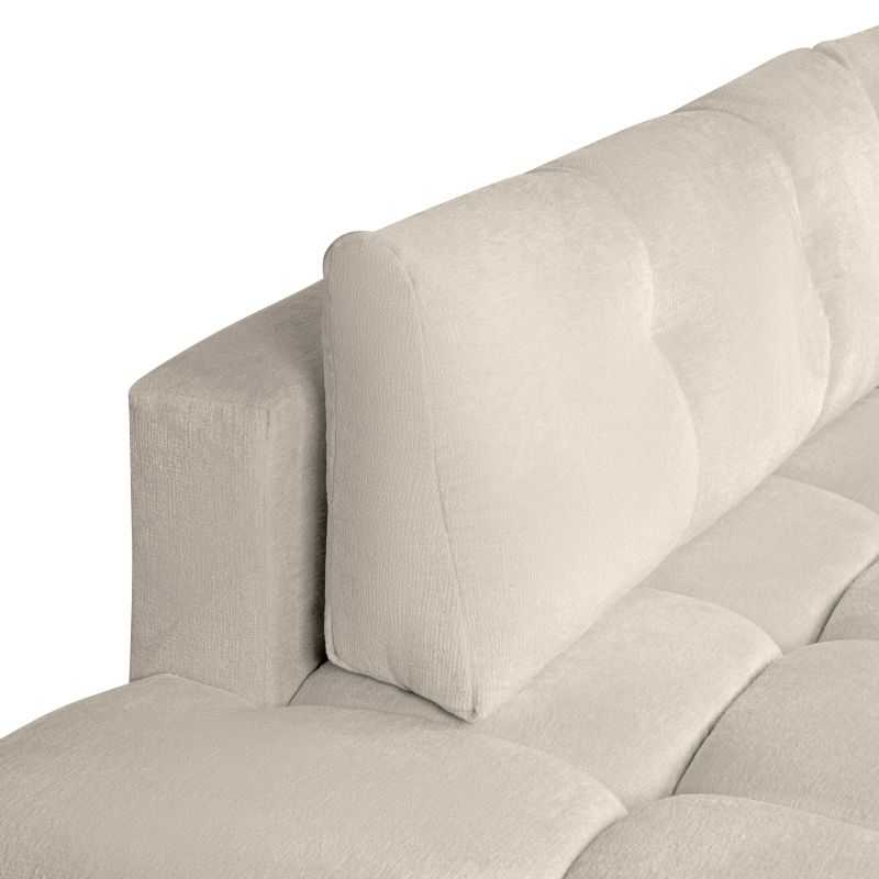 Canapé d'angle droit convertible SORELLA 4 places tissu chenille grège