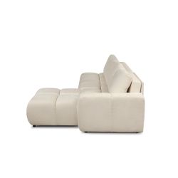 Canapé d'angle droit convertible SORELLA 4 places tissu chenille grège