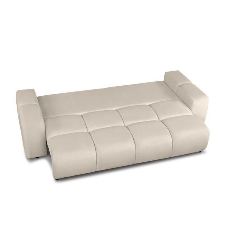 Canapé droit convertible SORELLA 3 places tissu chenille grège