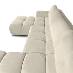 Canapé panoramique convertible SORELLA 6 places tissu chenille grège
