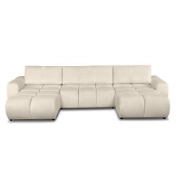 Canapé panoramique convertible SORELLA 6 places tissu chenille grège