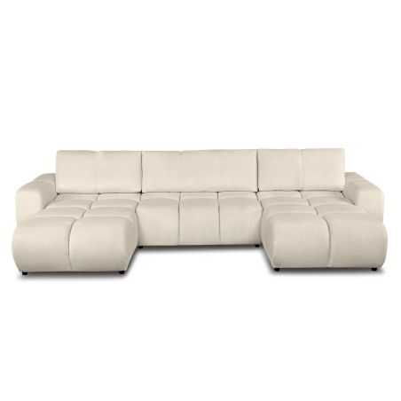 Canapé panoramique convertible SORELLA 6 places tissu chenille grège