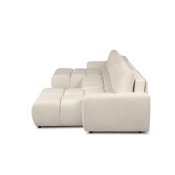Canapé panoramique convertible SORELLA 6 places tissu chenille grège