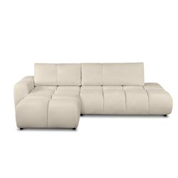 Canapé d'angle gauche convertible SORELLA 4 places tissu chenille grège