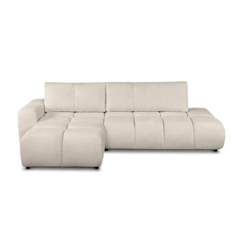 Canapé d'angle gauche convertible SORELLA 4 places tissu chenille grège