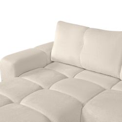 Canapé d'angle gauche convertible SORELLA 4 places tissu chenille grège