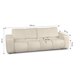 Canapé droit convertible SORELLA 3 places tissu chenille grège