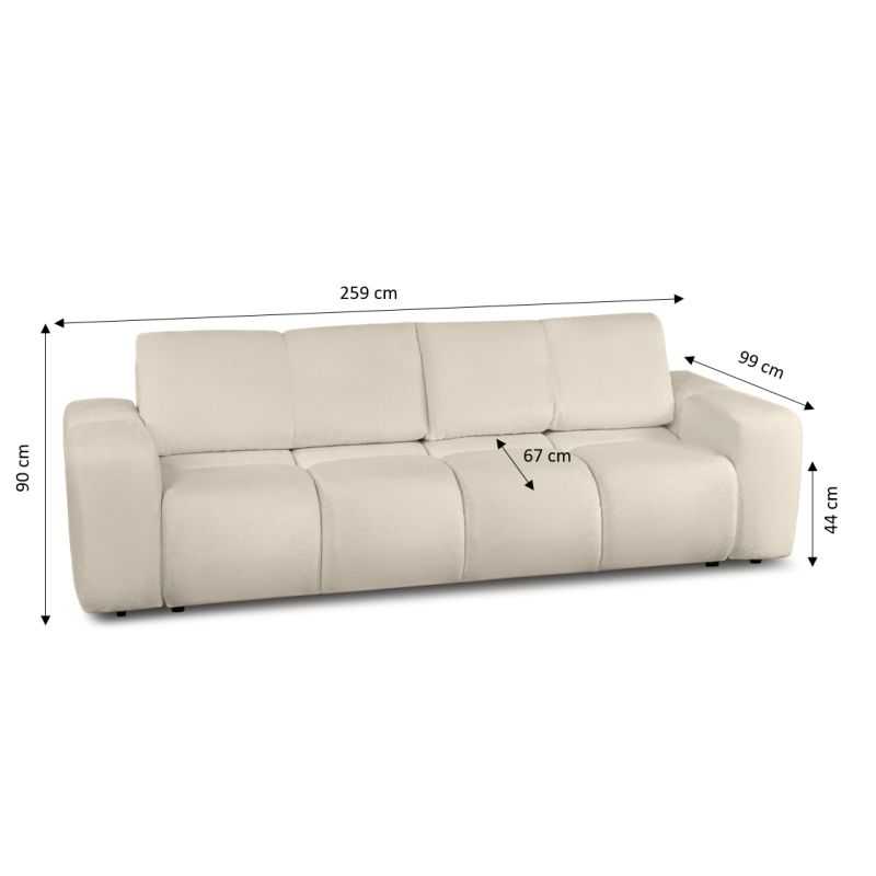 Canapé droit convertible SORELLA 3 places tissu chenille grège