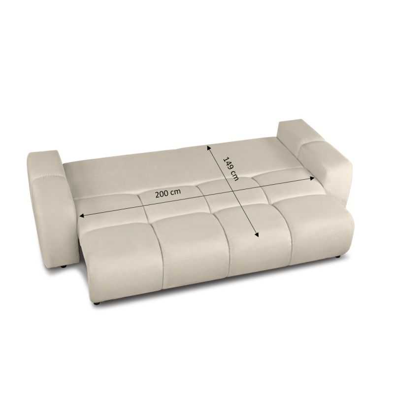 Canapé droit convertible SORELLA 3 places tissu chenille grège
