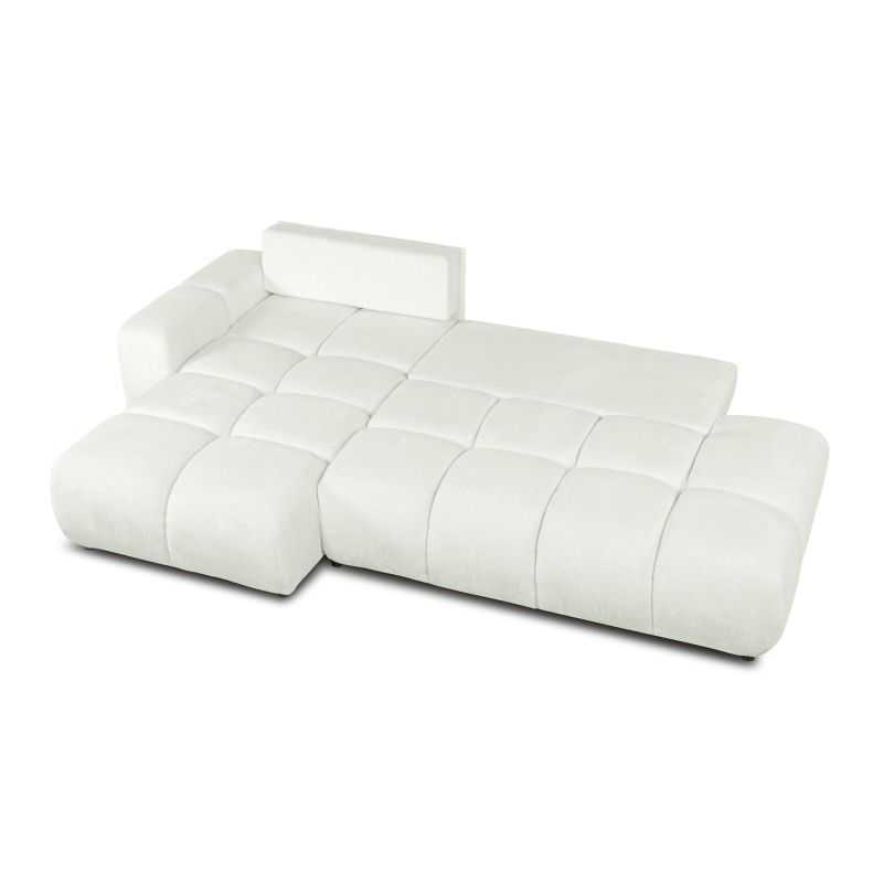 Canapé d'angle gauche convertible SORELLA 4 places tissu chenille écru