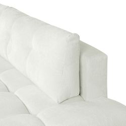 Canapé d'angle gauche convertible SORELLA 4 places tissu chenille écru