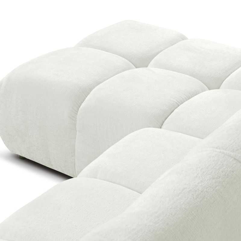 Canapé d'angle gauche convertible SORELLA 4 places tissu chenille écru