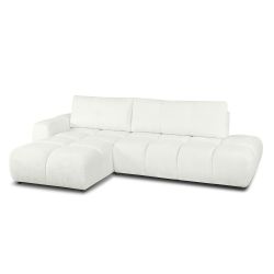 Canapé d'angle gauche convertible SORELLA 4 places tissu chenille écru