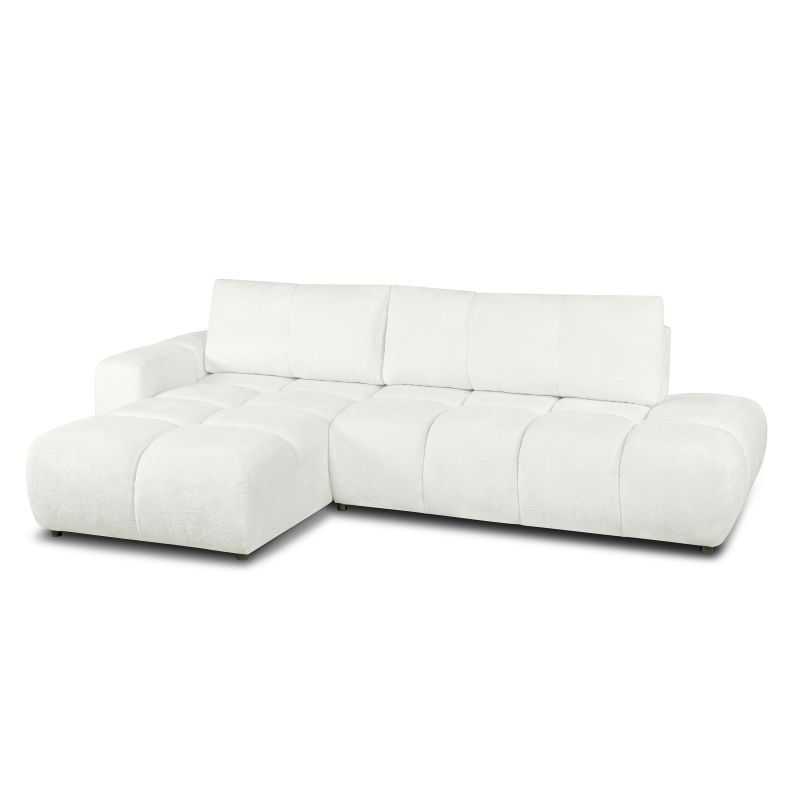 Canapé d'angle gauche convertible SORELLA 4 places tissu chenille écru