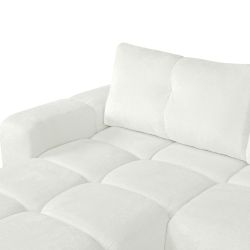 Canapé d'angle gauche convertible SORELLA 4 places tissu chenille écru