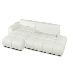 Canapé d'angle gauche convertible SORELLA 4 places tissu chenille écru