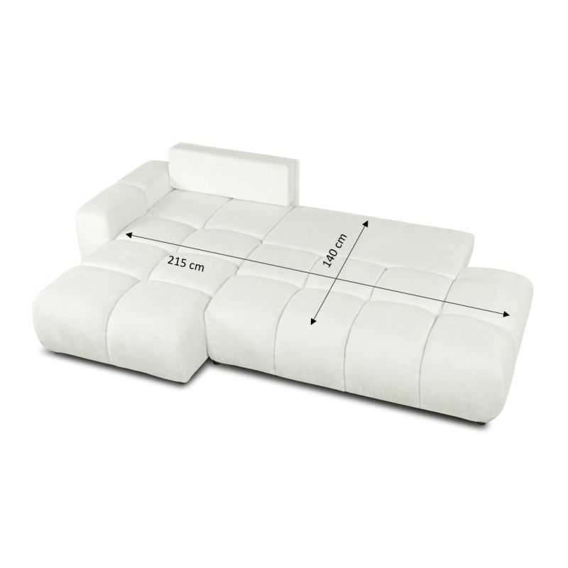 Canapé d'angle gauche convertible SORELLA 4 places tissu chenille écru