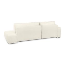 Canapé d'angle gauche convertible BELEM 4/5 places tissu bouclette écru