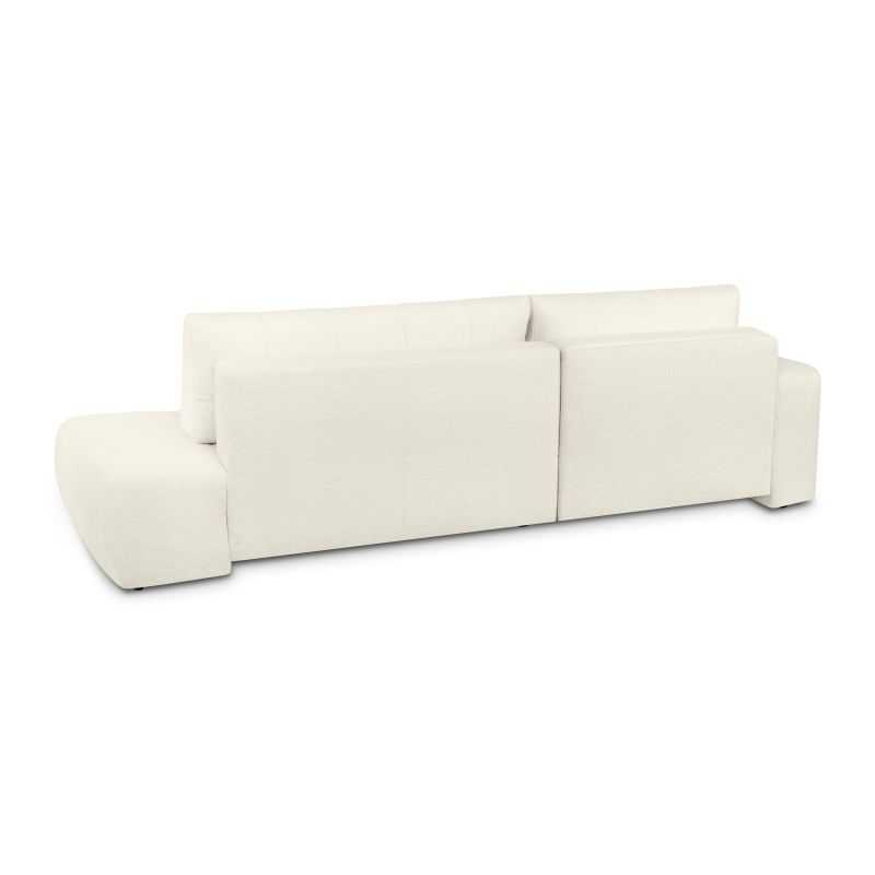 Canapé d'angle gauche convertible BELEM 4/5 places tissu bouclette écru