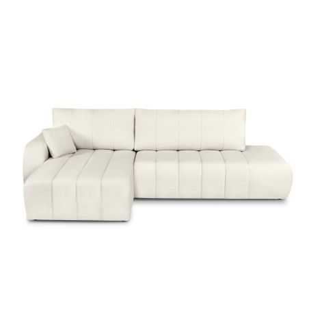 Canapé d'angle gauche convertible BELEM 4/5 places tissu bouclette écru