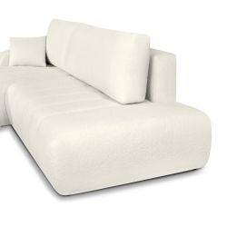 Canapé d'angle gauche convertible BELEM 4/5 places tissu bouclette écru