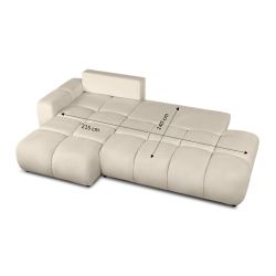 Canapé d'angle gauche convertible SORELLA 4 places tissu chenille grège
