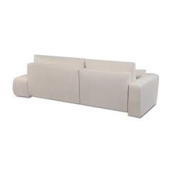 Canapé d'angle gauche convertible BELEM 4/5 places tissu chenille grège