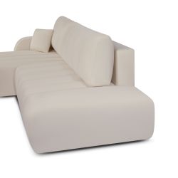 Canapé d'angle gauche convertible BELEM 4/5 places tissu chenille grège