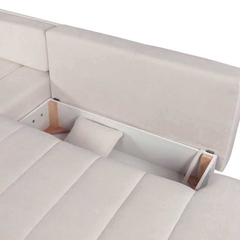 Canapé d'angle gauche convertible BELEM 4/5 places tissu chenille grège