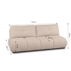 Canapé droit convertible TASCA 3 places tissu bouclette taupe