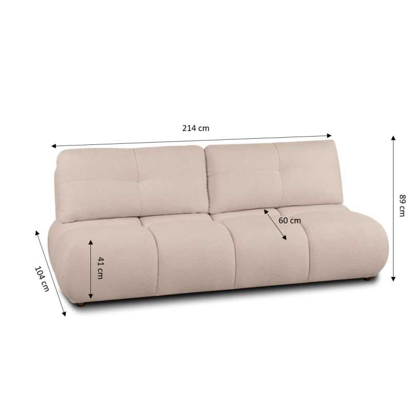 Canapé droit convertible TASCA 3 places tissu bouclette taupe